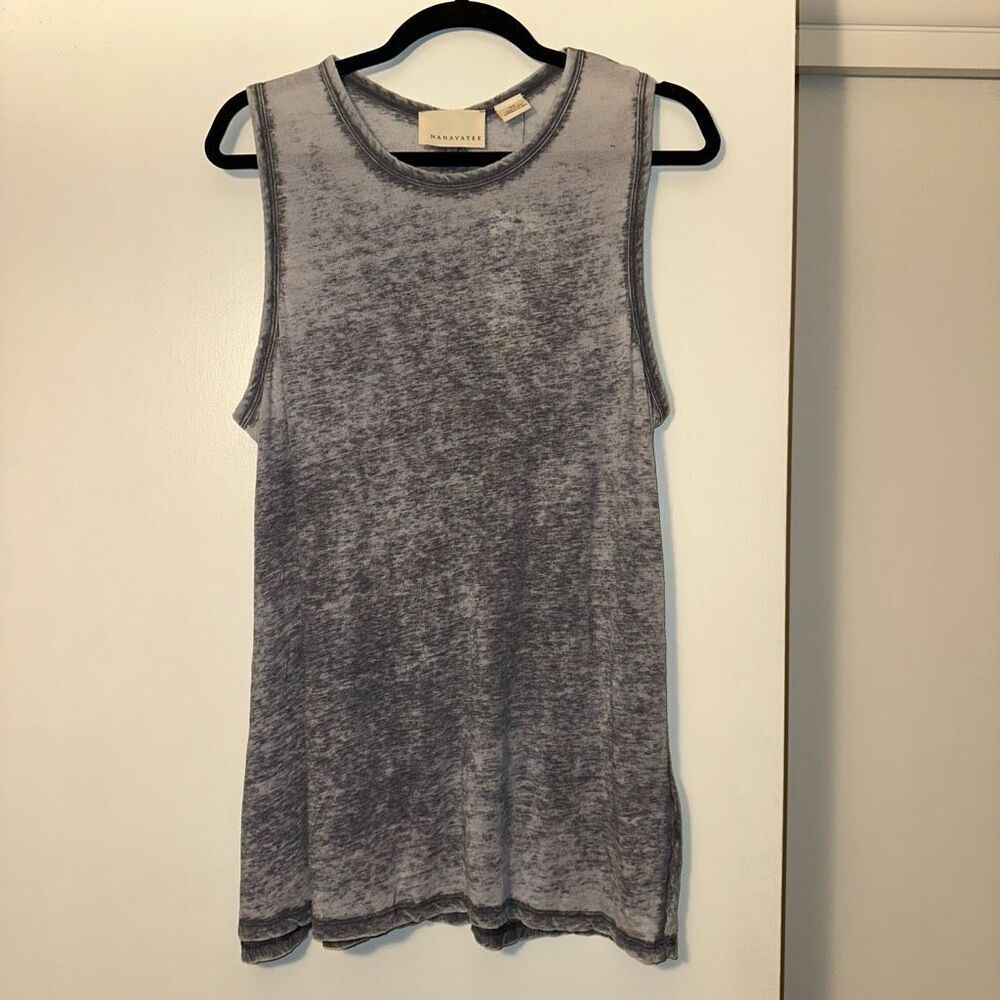Nanavatee Women’s Burnout Twist Blue Gray Faded Tank Top Large NWT